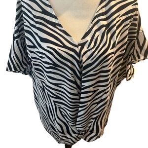 GiGiO Blouse V-neck Zebra Print Large
